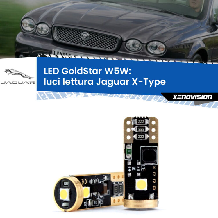 0 Luci Lettura LED Jaguar X-Type  2001 - 2009: T10 GoldStar <strong>Luci Lettura LED Jaguar X-Type</strong>  2001 - 2009: ottima luminosità a 360 gradi. Si inseriscono ovunque. Canbus, Top Quality.