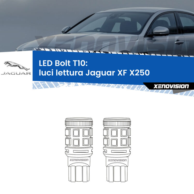 0 Luci Lettura LED Jaguar XF X250 2007 - 2015: T10 Bolt <strong>Luci Lettura LED per Jaguar XF</strong> X250 2007 - 2015. Coppia lampade <strong>T10</strong> modello Bolt canbus.