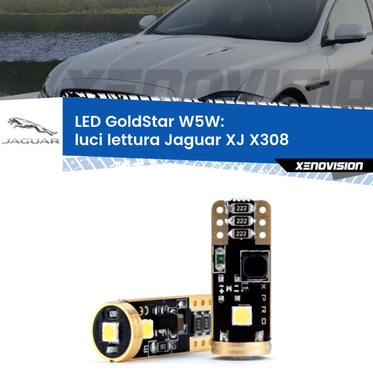 0 Luci Lettura LED Jaguar XJ X308 1997 - 2003: T10 GoldStar <strong>Luci Lettura LED Jaguar XJ</strong> X308 1997 - 2003: ottima luminosità a 360 gradi. Si inseriscono ovunque. Canbus, Top Quality.