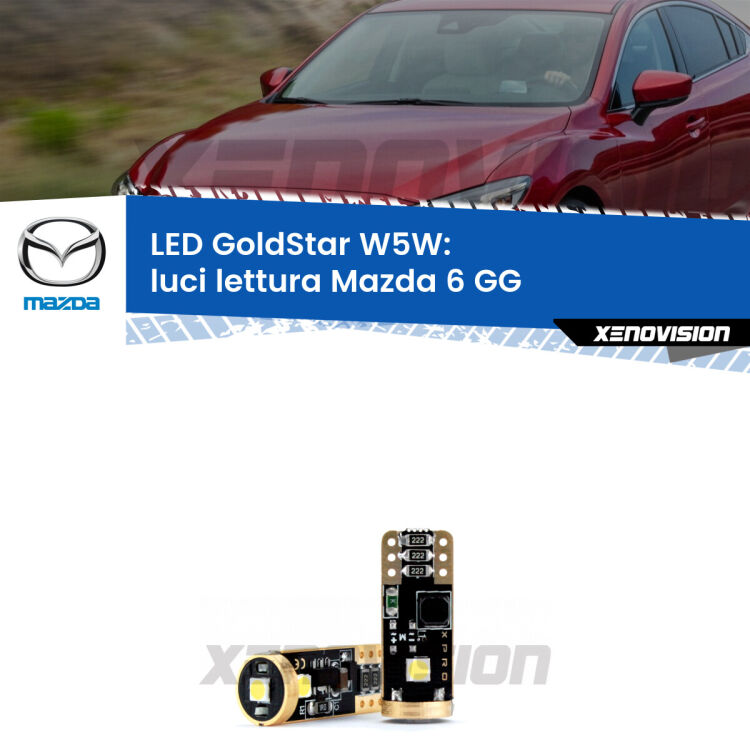 <strong>Luci Lettura LED Mazda 6</strong> GG 2002 - 2007: ottima luminosità a 360 gradi. Si inseriscono ovunque. Canbus, Top Quality.