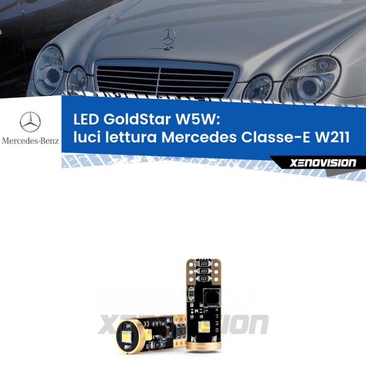 <strong>Luci Lettura LED Mercedes Classe-E</strong> W211 2002 - 2009: ottima luminosità a 360 gradi. Si inseriscono ovunque. Canbus, Top Quality.