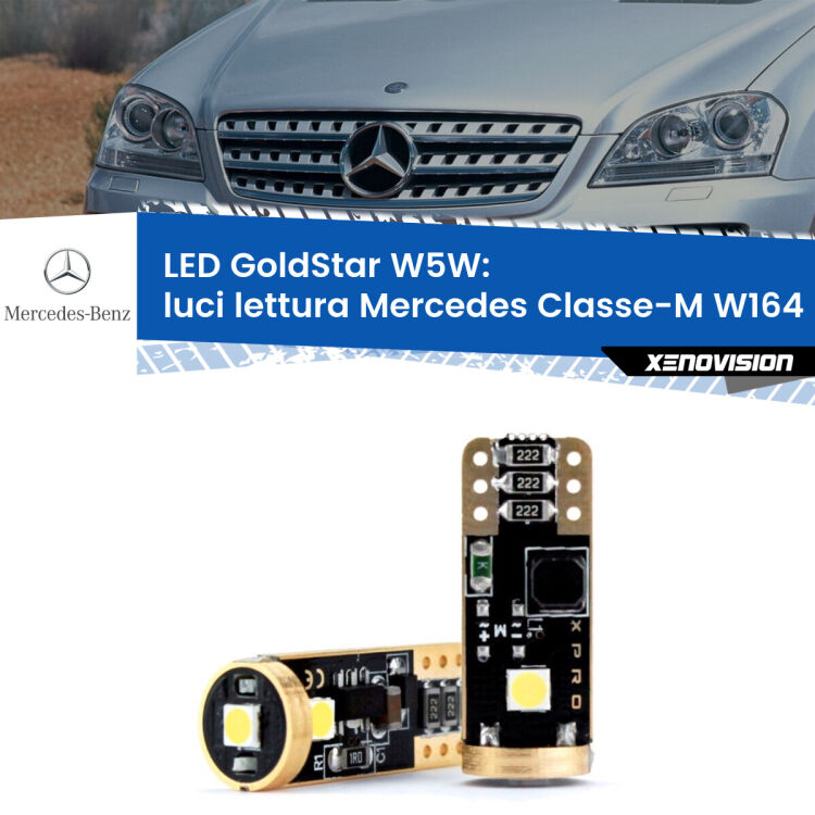 0 Luci Lettura LED Mercedes Classe-M W164 2005 - 2011: T10 GoldStar <strong>Luci Lettura LED Mercedes Classe-M</strong> W164 2005 - 2011: ottima luminosità a 360 gradi. Si inseriscono ovunque. Canbus, Top Quality.