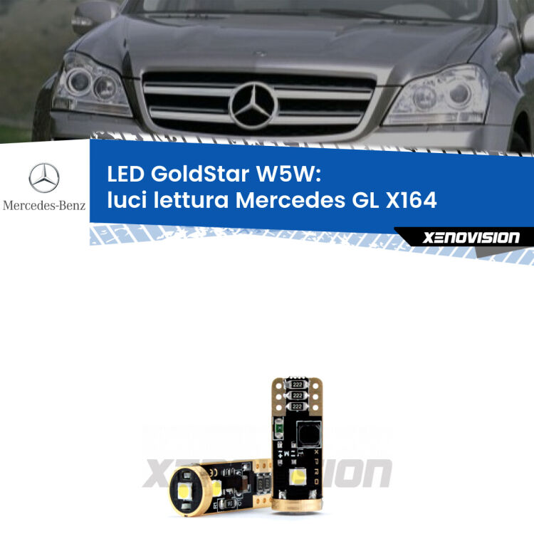 <strong>Luci Lettura LED Mercedes GL</strong> X164 2006 - 2012: ottima luminosità a 360 gradi. Si inseriscono ovunque. Canbus, Top Quality.