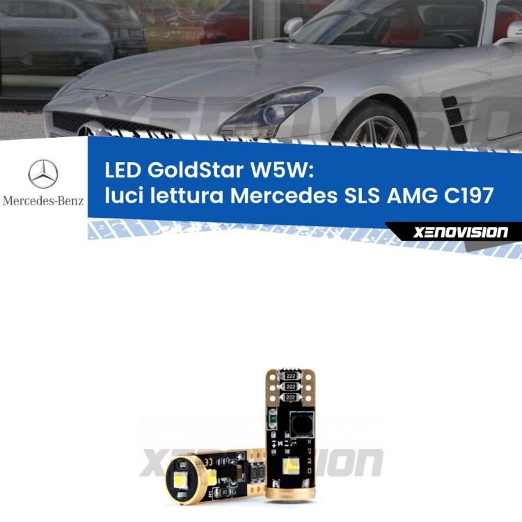 <strong>Luci Lettura LED Mercedes SLS AMG</strong> C197 2010 in poi: ottima luminosità a 360 gradi. Si inseriscono ovunque. Canbus, Top Quality.
