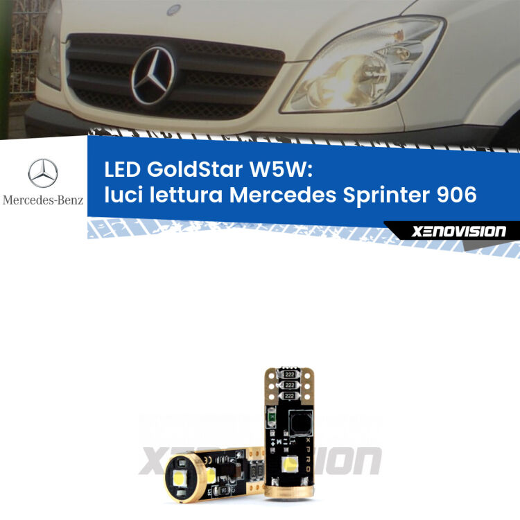 <strong>Luci Lettura LED Mercedes Sprinter</strong> 906 2006 - 2018: ottima luminosità a 360 gradi. Si inseriscono ovunque. Canbus, Top Quality.