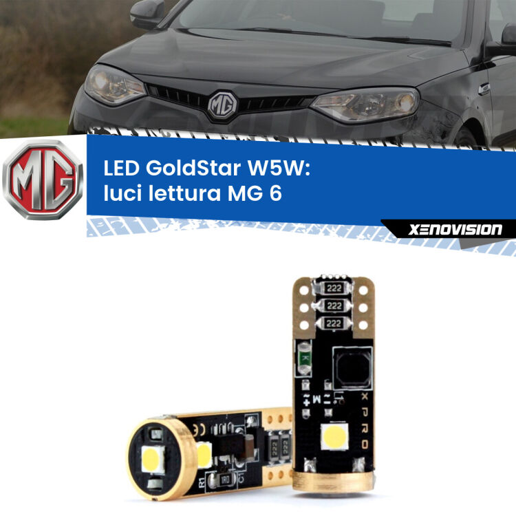 0 Luci Lettura LED MG 6  2010 in poi: T10 GoldStar <strong>Luci Lettura LED MG 6</strong>  2010 in poi: ottima luminosità a 360 gradi. Si inseriscono ovunque. Canbus, Top Quality.