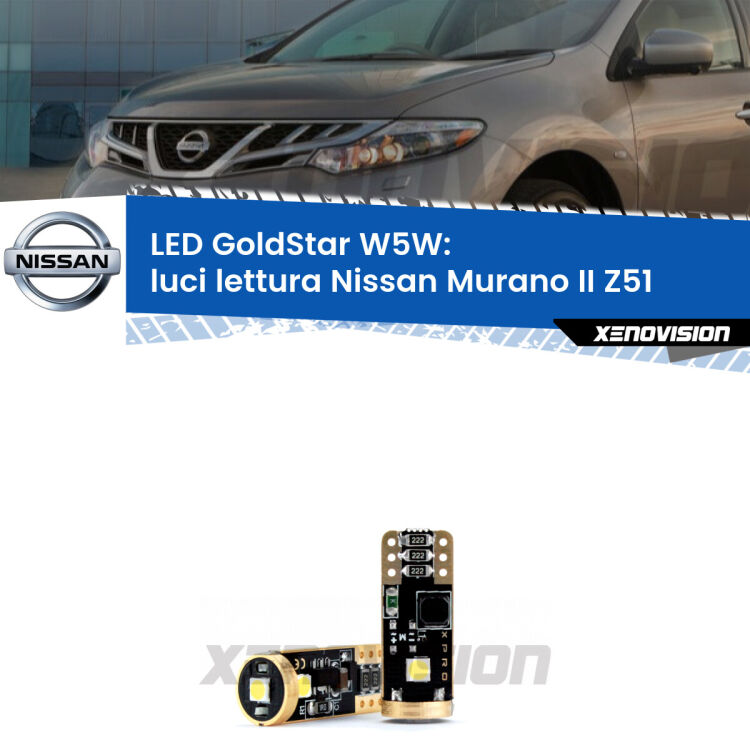 <strong>Luci Lettura LED Nissan Murano II</strong> Z51 2007 - 2014: ottima luminosità a 360 gradi. Si inseriscono ovunque. Canbus, Top Quality.