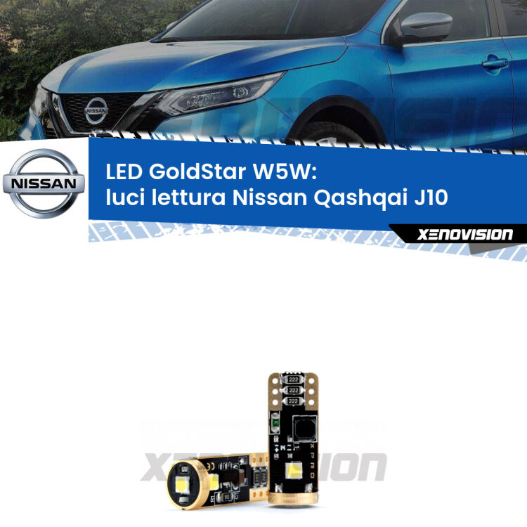 <strong>Luci Lettura LED Nissan Qashqai</strong> J10 2007 - 2013: ottima luminosità a 360 gradi. Si inseriscono ovunque. Canbus, Top Quality.