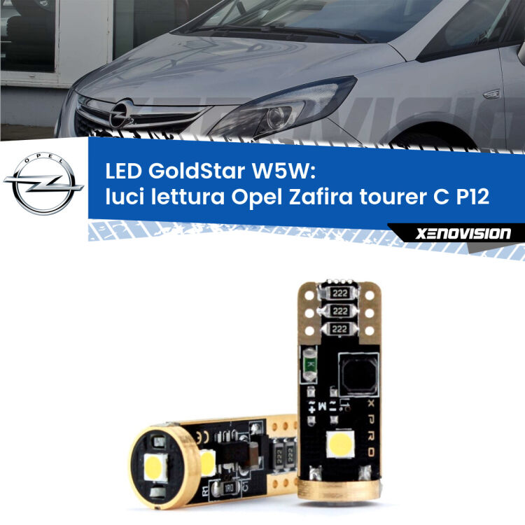 0 Luci Lettura LED Opel Zafira C Tourer  2011 - 2019: T10 GoldStar <strong>Luci Lettura LED Opel Zafira C Tourer</strong>  2011 - 2019: ottima luminosità a 360 gradi. Si inseriscono ovunque. Canbus, Top Quality.