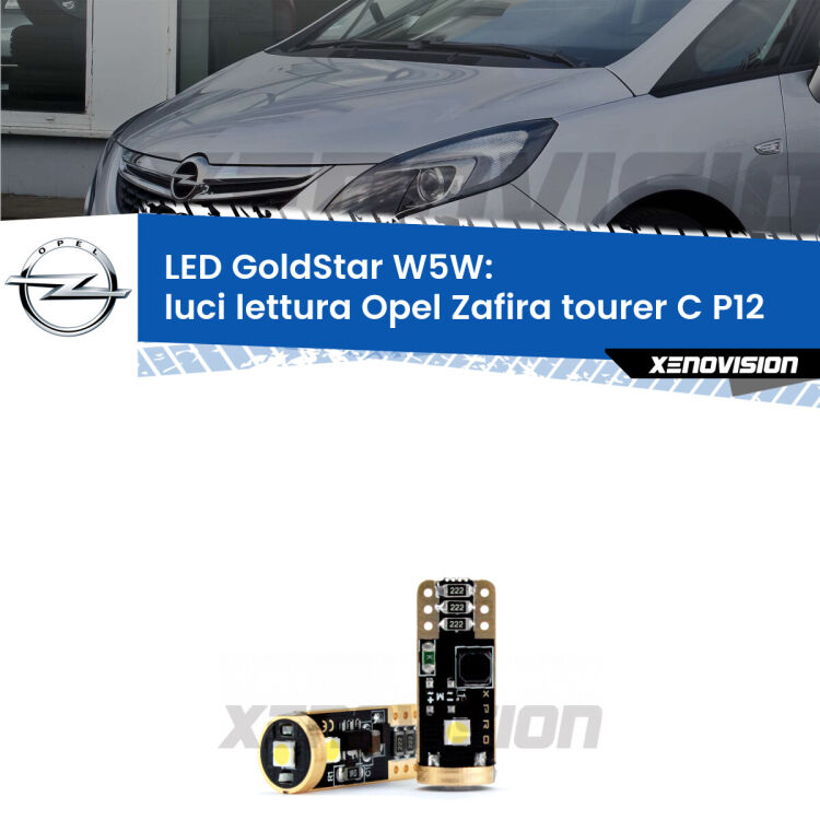 <strong>Luci Lettura LED Opel Zafira tourer C</strong> P12 2011 - 2019: ottima luminosità a 360 gradi. Si inseriscono ovunque. Canbus, Top Quality.
