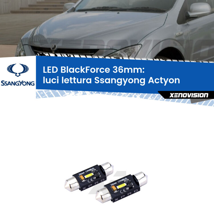 <strong>LED luci lettura 36mm per Ssangyong Actyon</strong>  2006 - 2017. Coppia lampadine <strong>C5W</strong>modello BlackForce Xenovision.