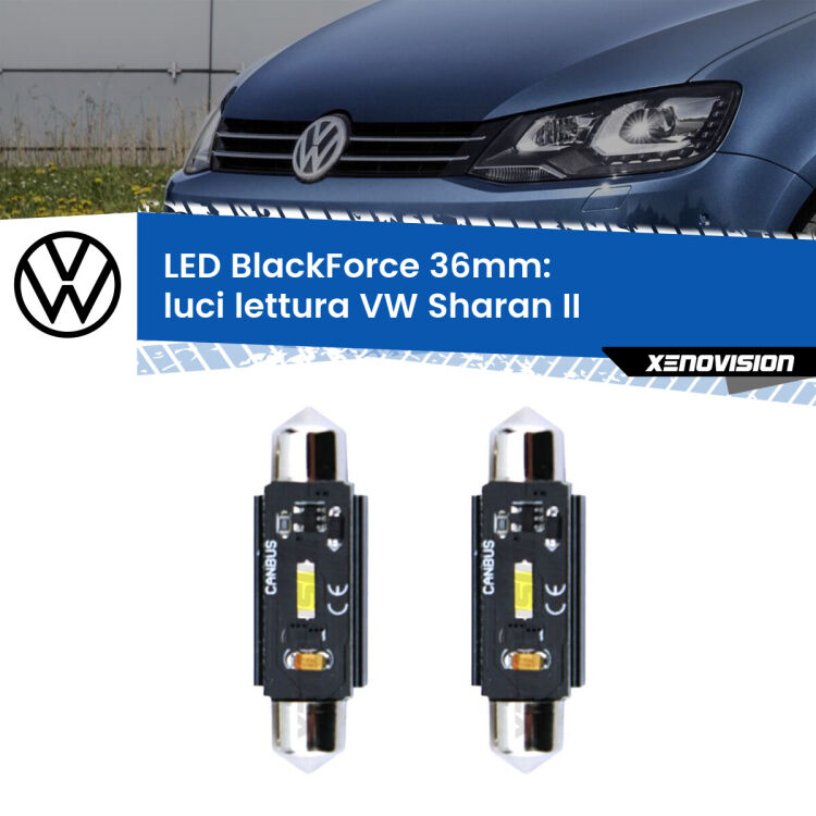 0 Luci Lettura LED per VW Sharan II posteriori: C5W BlackForce 36mm (Coppia) <strong>Luci Lettura LED per VW Sharan</strong> II posteriori. Coppia lampade <strong>C5W</strong> 36mm modello BlackForce canbus.