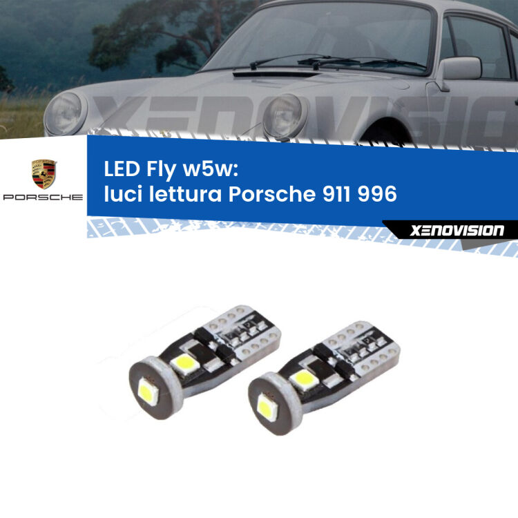 0 Luci Lettura LED Porsche 911 996 1997 - 2005: W5W Fly <strong>luci lettura LED per Porsche 911</strong> 996 1997 - 2005. Coppia lampadine <strong>w5w</strong> Canbus compatte modello Fly Xenovision.
