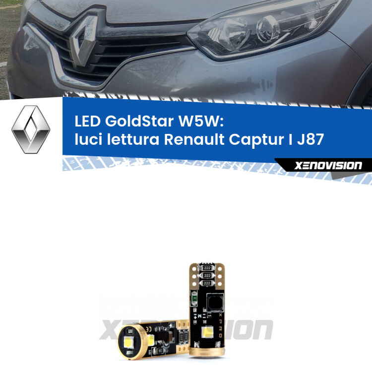 <strong>Luci Lettura LED Renault Captur I</strong> J87 2013 - 2015: ottima luminosità a 360 gradi. Si inseriscono ovunque. Canbus, Top Quality.