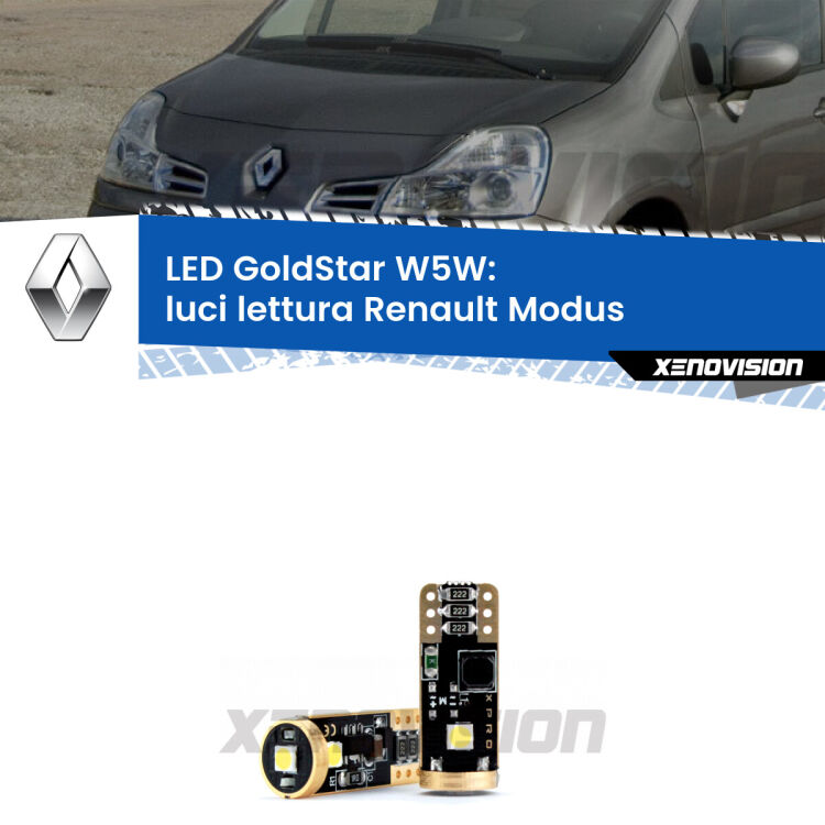 <strong>Luci Lettura LED Renault Modus</strong>  2004 - 2012: ottima luminosità a 360 gradi. Si inseriscono ovunque. Canbus, Top Quality.