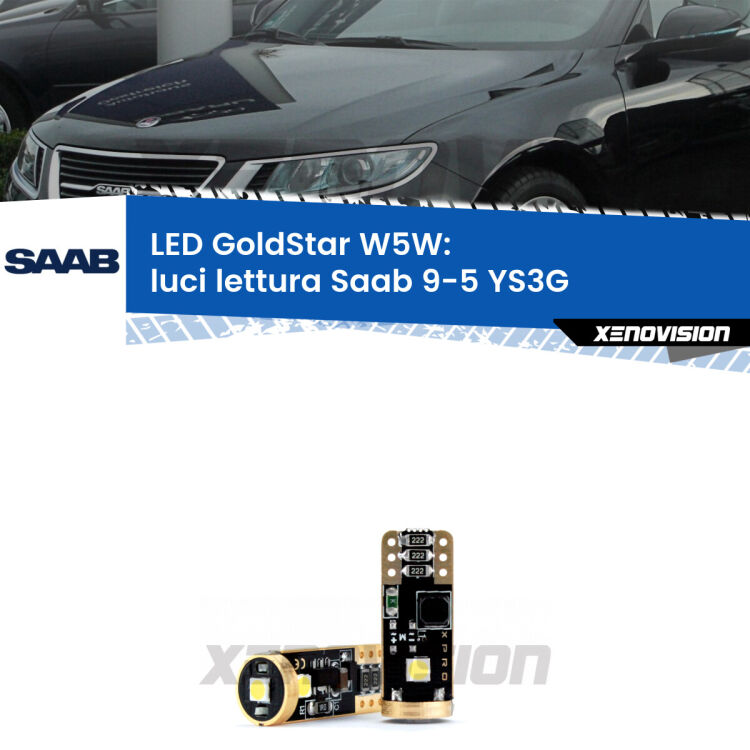 <strong>Luci Lettura LED Saab 9-5</strong> YS3G 2010 - 2012: ottima luminosità a 360 gradi. Si inseriscono ovunque. Canbus, Top Quality.