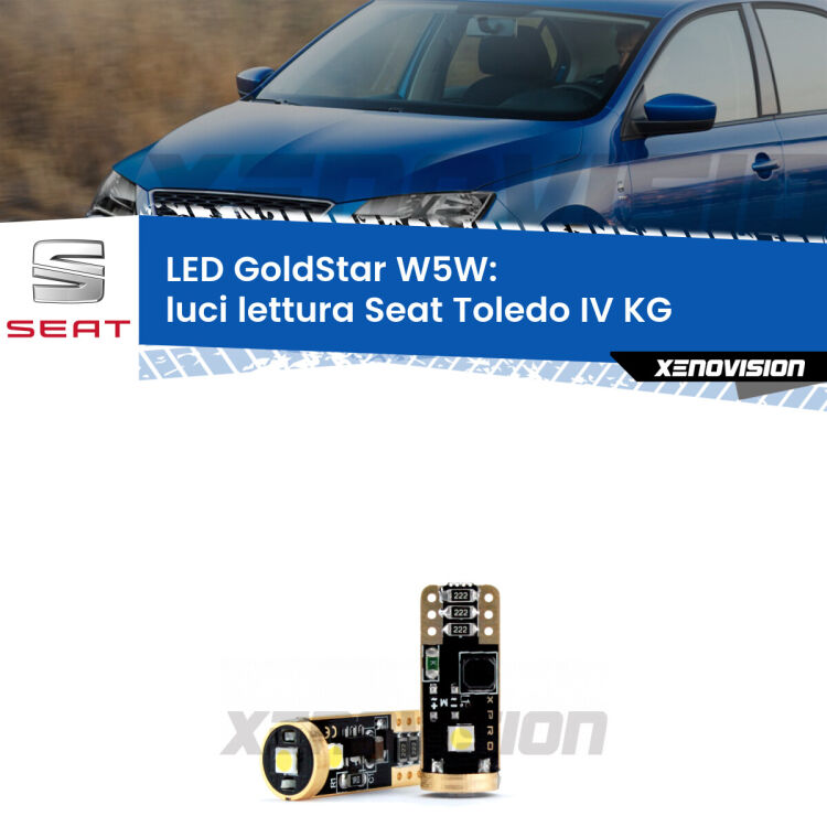 <strong>Luci Lettura LED Seat Toledo IV</strong> KG 2012 - 2019: ottima luminosità a 360 gradi. Si inseriscono ovunque. Canbus, Top Quality.