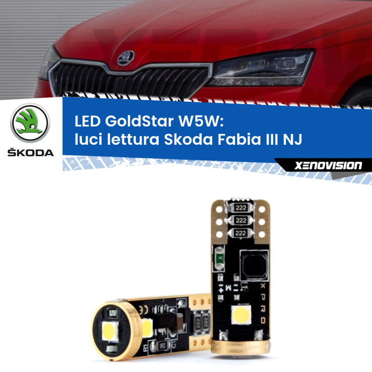 <strong>Luci Lettura LED Skoda Fabia III</strong> NJ 2014 in poi: ottima luminosità a 360 gradi. Si inseriscono ovunque. Canbus, Top Quality.