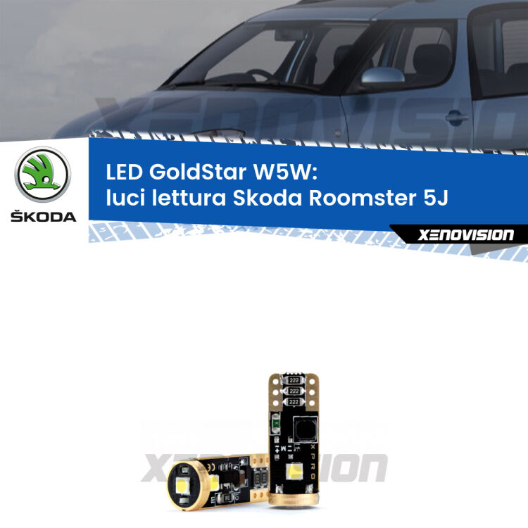 <strong>Luci Lettura LED Skoda Roomster</strong> 5J 2006 - 2015: ottima luminosità a 360 gradi. Si inseriscono ovunque. Canbus, Top Quality.