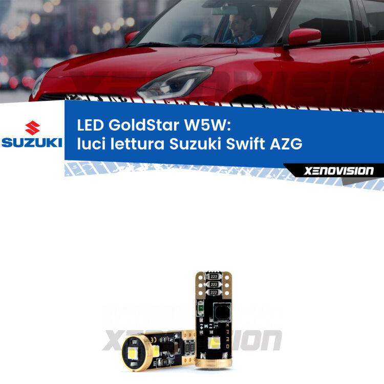 <strong>Luci Lettura LED Suzuki Swift</strong> AZG 2010 - 2016: ottima luminosità a 360 gradi. Si inseriscono ovunque. Canbus, Top Quality.