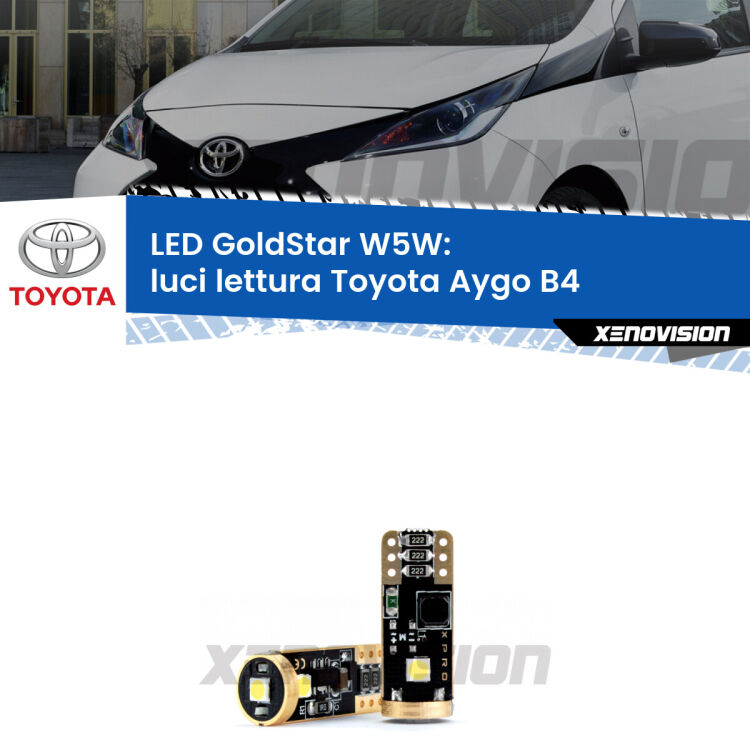 <strong>Luci Lettura LED Toyota Aygo</strong> B4 2014 in poi: ottima luminosità a 360 gradi. Si inseriscono ovunque. Canbus, Top Quality.