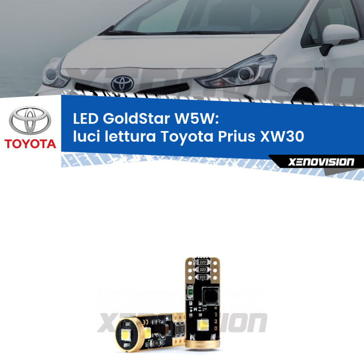 <strong>Luci Lettura LED Toyota Prius</strong> XW30 2008 - 2014: ottima luminosità a 360 gradi. Si inseriscono ovunque. Canbus, Top Quality.