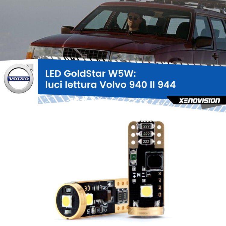 0 Luci Lettura LED Volvo 940 II 944 1994 - 1998: T10 GoldStar <strong>Luci Lettura LED Volvo 940 II</strong> 944 1994 - 1998: ottima luminosità a 360 gradi. Si inseriscono ovunque. Canbus, Top Quality.