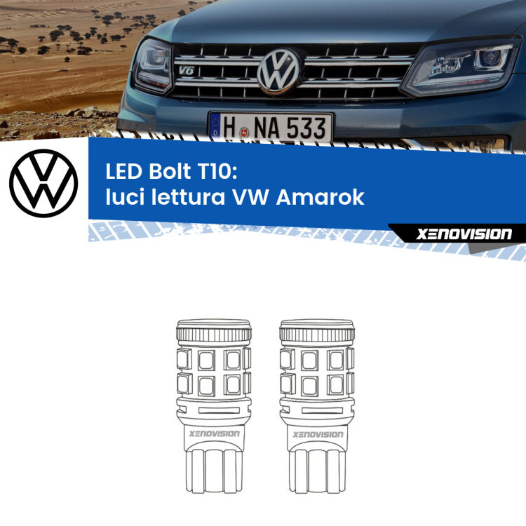 0 Luci Lettura LED VW Amarok  2010 - 2016: T10 Bolt <strong>Luci Lettura LED per VW Amarok</strong>  2010 - 2016. Coppia lampade <strong>T10</strong> modello Bolt canbus.