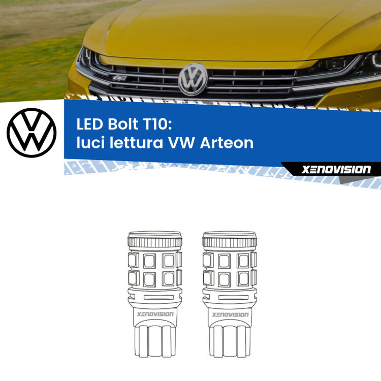 0 Luci Lettura LED VW Arteon  2017 in poi: T10 Bolt <strong>Luci Lettura LED per VW Arteon</strong>  2017 in poi. Coppia lampade <strong>T10</strong> modello Bolt canbus.