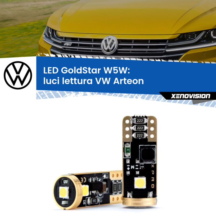 0 Luci Lettura LED VW Arteon  2017 in poi: T10 GoldStar <strong>Luci Lettura LED VW Arteon</strong>  2017 in poi: ottima luminosità a 360 gradi. Si inseriscono ovunque. Canbus, Top Quality.