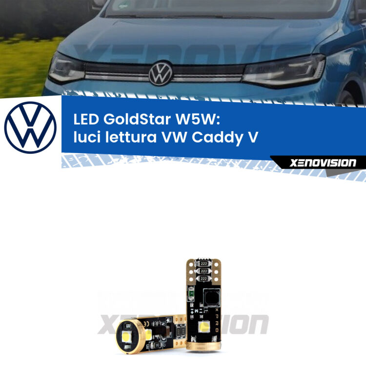 <strong>Luci Lettura LED VW Caddy V</strong>  2021 in poi: ottima luminosità a 360 gradi. Si inseriscono ovunque. Canbus, Top Quality.