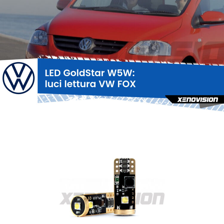 <strong>Luci Lettura LED VW FOX</strong>  2003 - 2014: ottima luminosità a 360 gradi. Si inseriscono ovunque. Canbus, Top Quality.