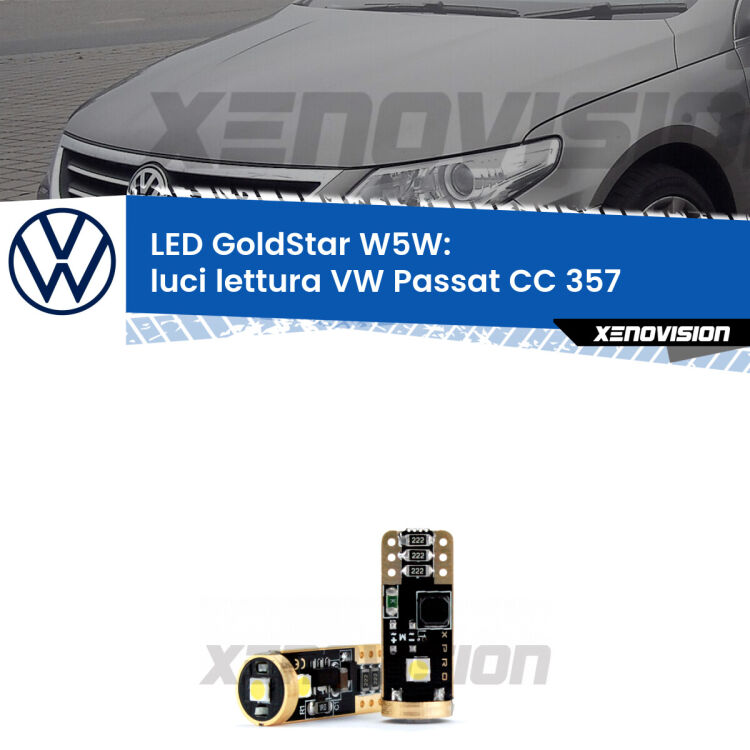 <strong>Luci Lettura LED VW Passat CC</strong> 357 2008 - 2012: ottima luminosità a 360 gradi. Si inseriscono ovunque. Canbus, Top Quality.