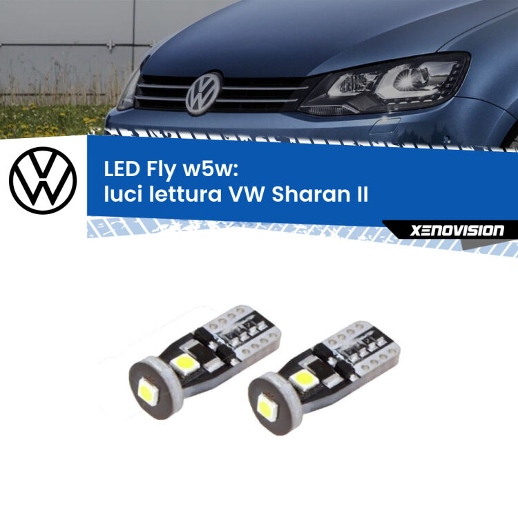 0 Luci Lettura LED VW Sharan II centrali: W5W Fly <strong>luci lettura LED per VW Sharan</strong> II centrali. Coppia lampadine <strong>w5w</strong> Canbus compatte modello Fly Xenovision.