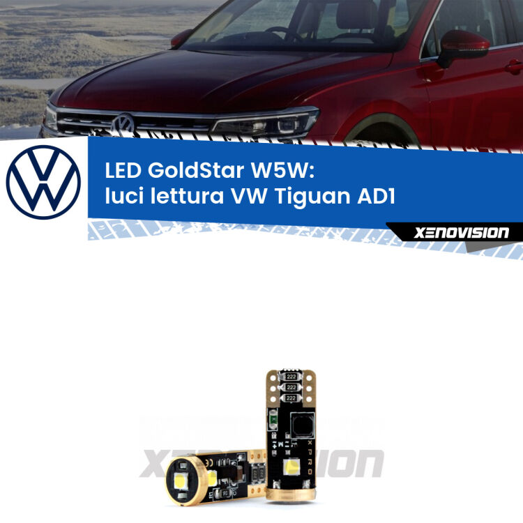 <strong>Luci Lettura LED VW Tiguan</strong> AD1 2016 in poi: ottima luminosità a 360 gradi. Si inseriscono ovunque. Canbus, Top Quality.