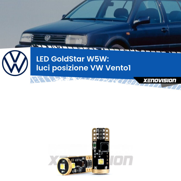 <strong>Luci posizione LED VW Vento1</strong>  a parabola doppia: ottima luminosità a 360 gradi. Si inseriscono ovunque. Canbus, Top Quality.