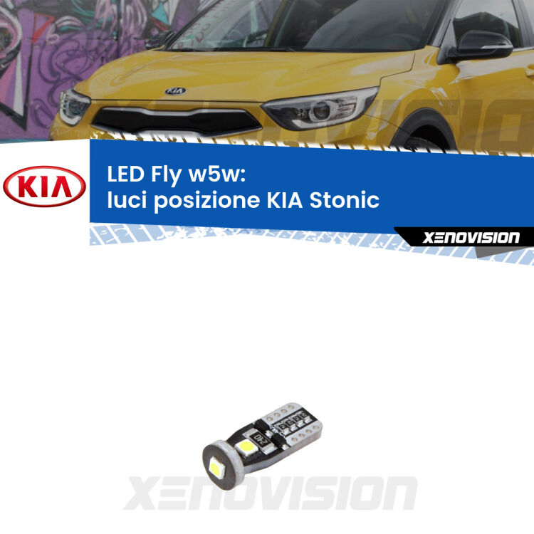 <strong>luci posizione LED per KIA Stonic</strong>  a parabola singola. Coppia lampadine <strong>w5w</strong> Canbus compatte modello Fly Xenovision.