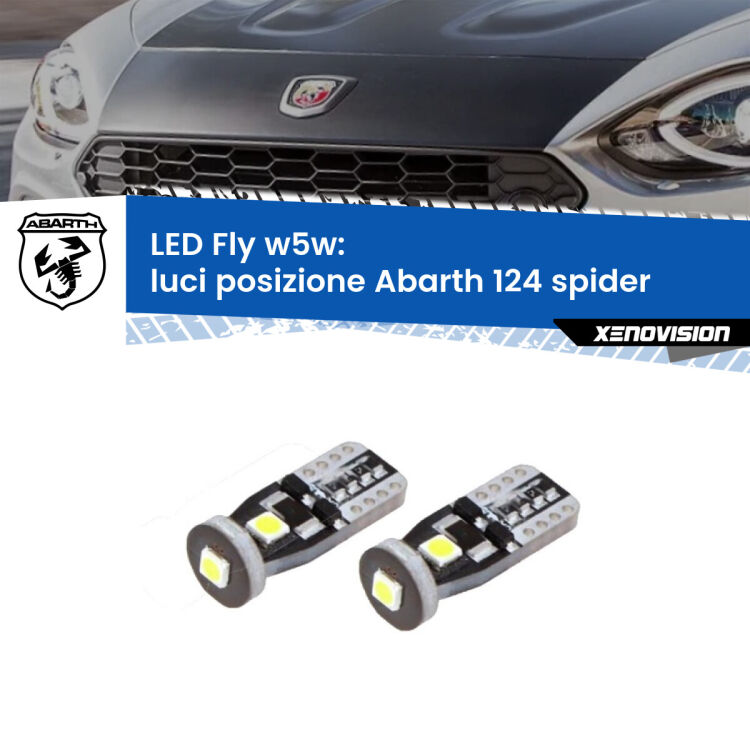 0 Luci posizione LED Abarth 124 spider  2016-2019: W5W Fly <strong>luci posizione LED per Abarth 124 spider</strong>  2016-2019. Coppia lampadine <strong>w5w</strong> Canbus compatte modello Fly Xenovision.