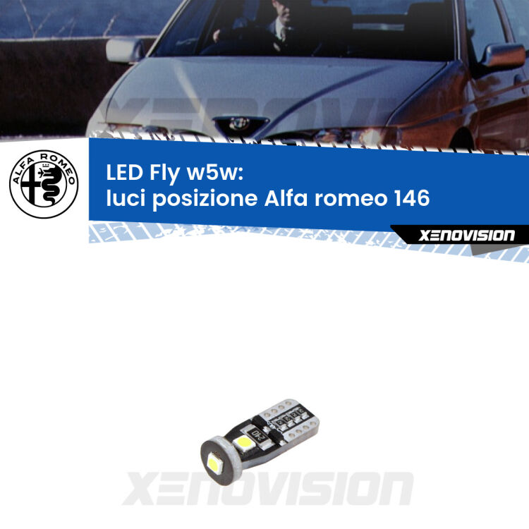 <strong>luci posizione LED per Alfa romeo 146</strong>  1994-2001. Coppia lampadine <strong>w5w</strong> Canbus compatte modello Fly Xenovision.