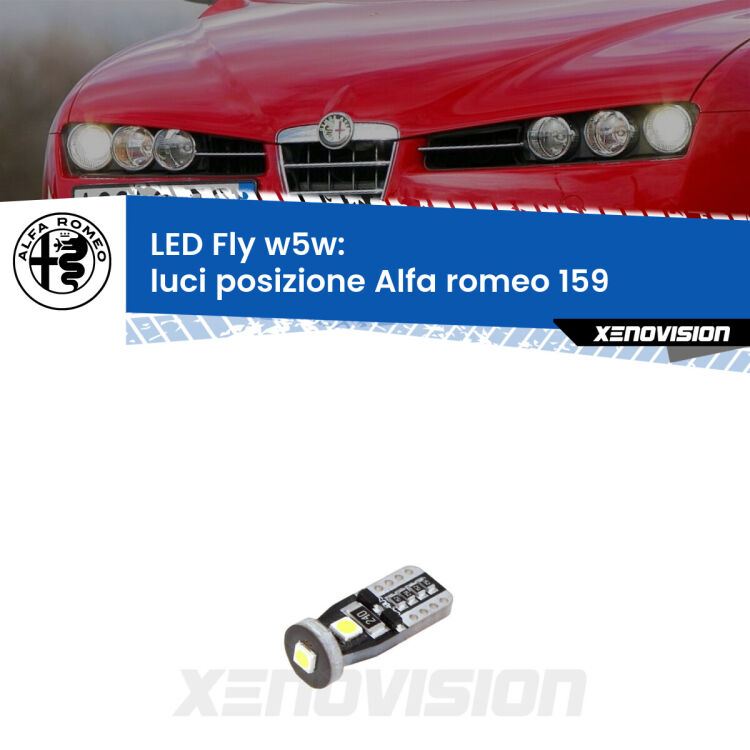 <strong>luci posizione LED per Alfa romeo 159</strong>  2005-2012. Coppia lampadine <strong>w5w</strong> Canbus compatte modello Fly Xenovision.