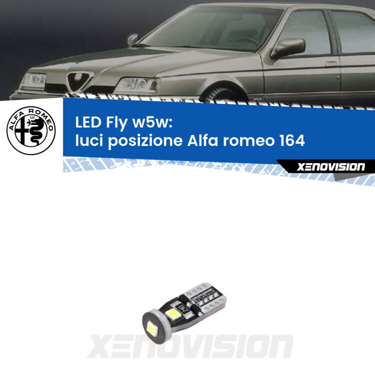 <strong>luci posizione LED per Alfa romeo 164</strong>  1987-1998. Coppia lampadine <strong>w5w</strong> Canbus compatte modello Fly Xenovision.