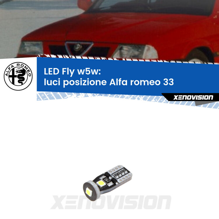 <strong>luci posizione LED per Alfa romeo 33</strong>  1990-1994. Coppia lampadine <strong>w5w</strong> Canbus compatte modello Fly Xenovision.