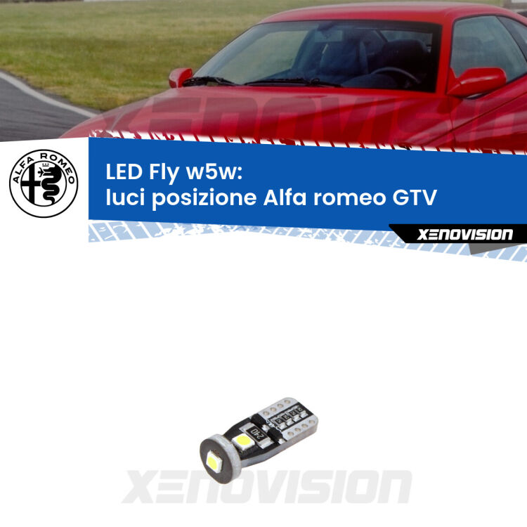 <strong>luci posizione LED per Alfa romeo GTV</strong>  1995-2005. Coppia lampadine <strong>w5w</strong> Canbus compatte modello Fly Xenovision.