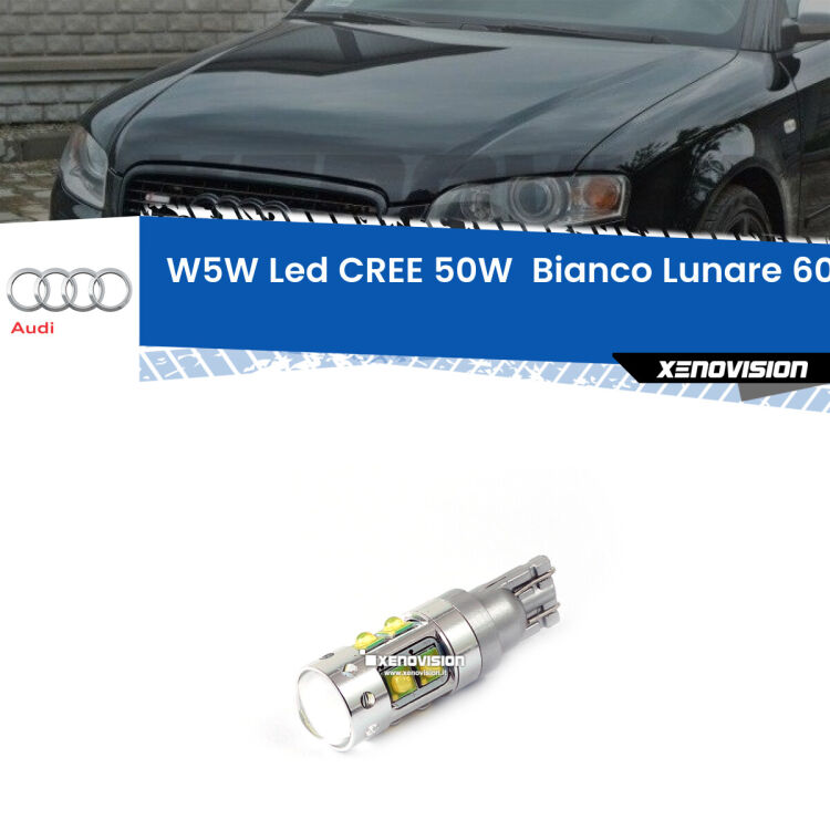 0 Torpedo W5W: LED per Luci posizione A4 (B7) 2004 -2008 <p><span style="color: #626262;">15.0x volte più luce. </span><span style="color: #626262;">Lampadina Led per luci posizione Audi A4 con 10 chip Led CREE da 5W ciascuno. lluminazione poderosa a 360 gradi, luminosità incredibile. Qualità Massima Garantita.</span></p>