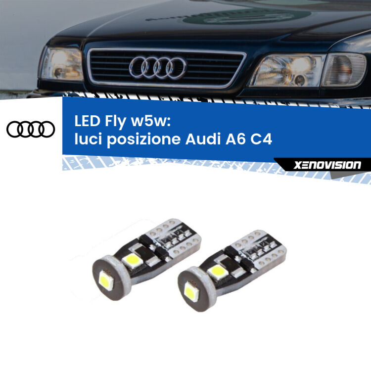 0 Luci posizione LED Audi A6 C4 1994-1997: W5W Fly <strong>luci posizione LED per Audi A6</strong> C4 1994-1997. Coppia lampadine <strong>w5w</strong> Canbus compatte modello Fly Xenovision.