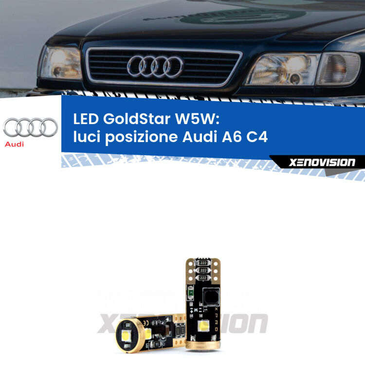 <strong>Luci posizione LED Audi A6</strong> C4 1994-1997: ottima luminosità a 360 gradi. Si inseriscono ovunque. Canbus, Top Quality.