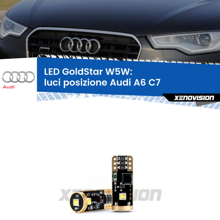 <strong>Luci posizione LED Audi A6</strong> C7 2010-2018: ottima luminosità a 360 gradi. Si inseriscono ovunque. Canbus, Top Quality.