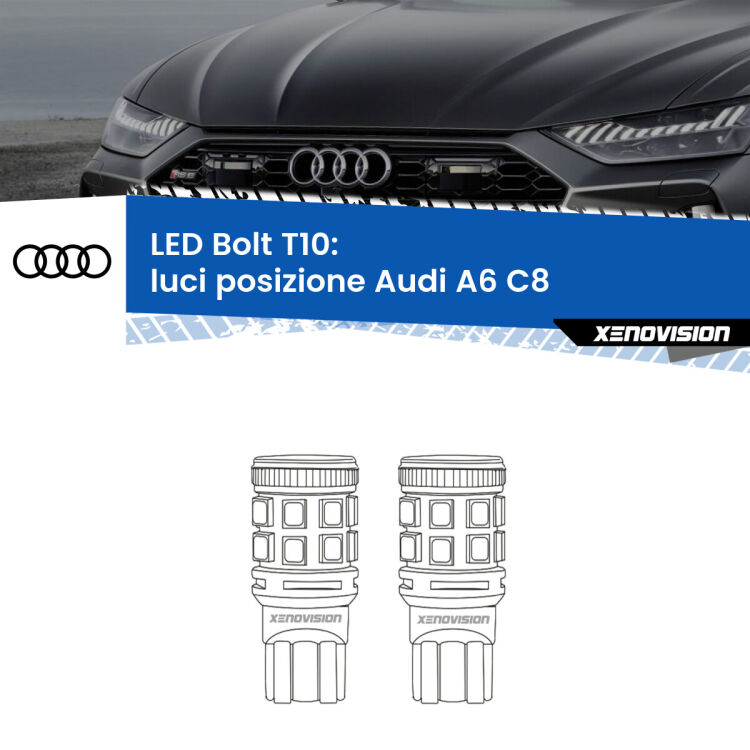 0 Luci posizione LED Audi A6 C8 2018in poi: T10 Bolt <strong>Luci posizione LED per Audi A6</strong> C8 2018in poi. Coppia lampade <strong>T10</strong> modello Bolt canbus.