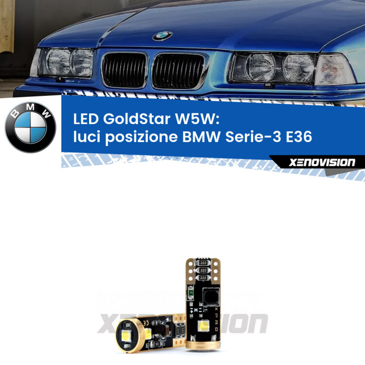 <strong>Luci posizione LED BMW Serie-3</strong> E36 1990-1998: ottima luminosità a 360 gradi. Si inseriscono ovunque. Canbus, Top Quality.
