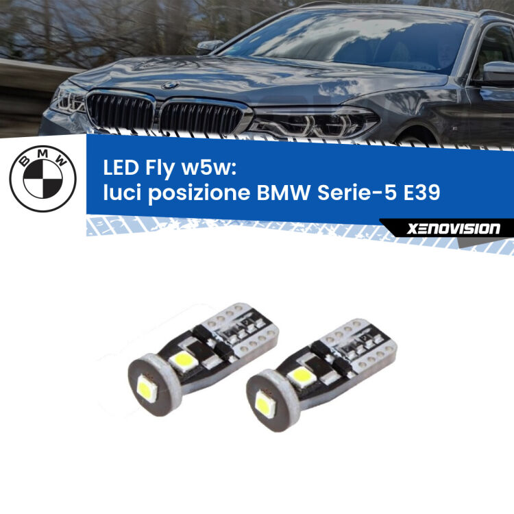 0 Luci posizione LED BMW Serie-5 E39 1996-2003: W5W Fly <strong>luci posizione LED per BMW Serie-5</strong> E39 1996-2003. Coppia lampadine <strong>w5w</strong> Canbus compatte modello Fly Xenovision.